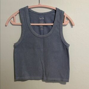 Hippie Rose Ribbed Tank Top in Dusty Blue